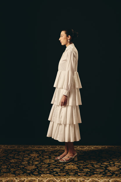 PEARL WHITE LAYERED DRESS