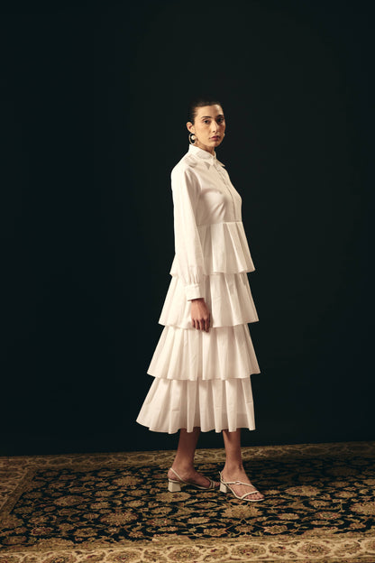 PEARL WHITE LAYERED DRESS