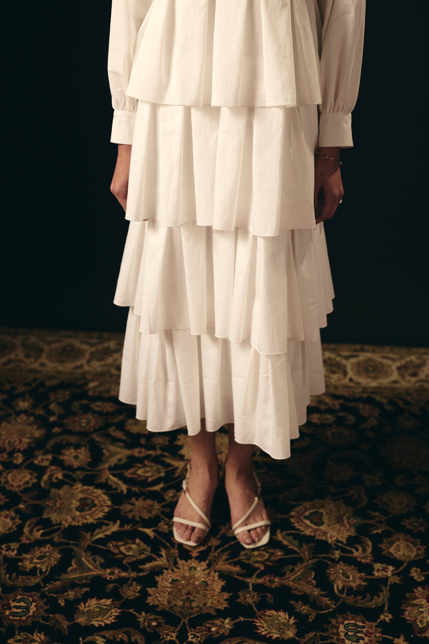 PEARL WHITE LAYERED DRESS