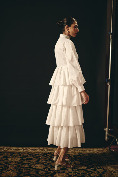 PEARL WHITE LAYERED DRESS