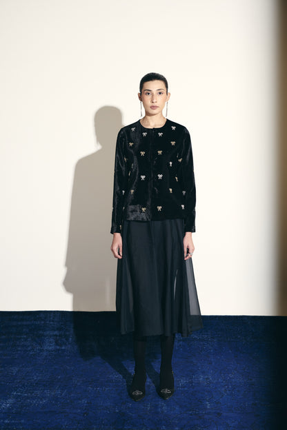 VELVET BLACK BOW JACKET