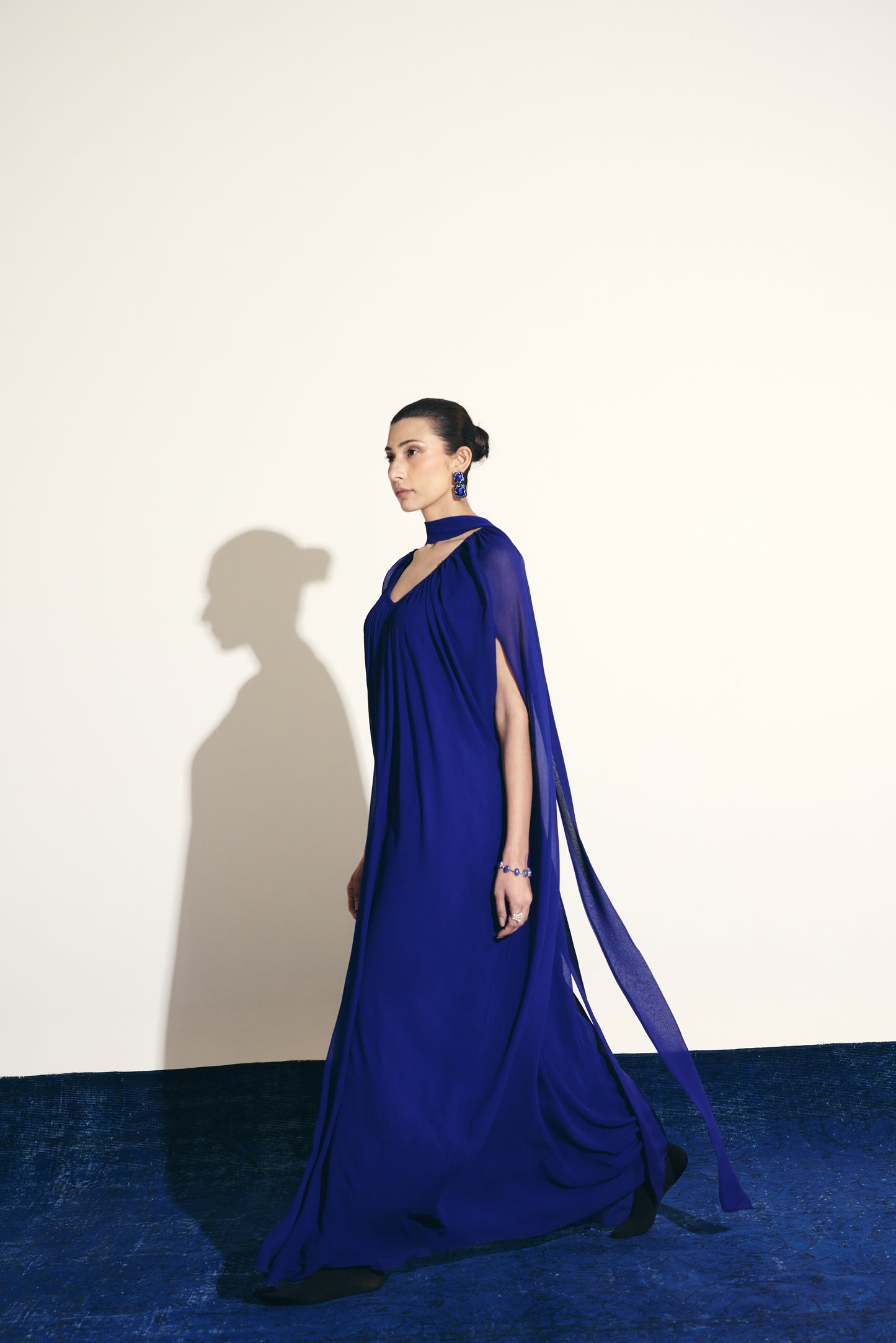 BLUE SAPPHIRE  CHIFFON GOWN