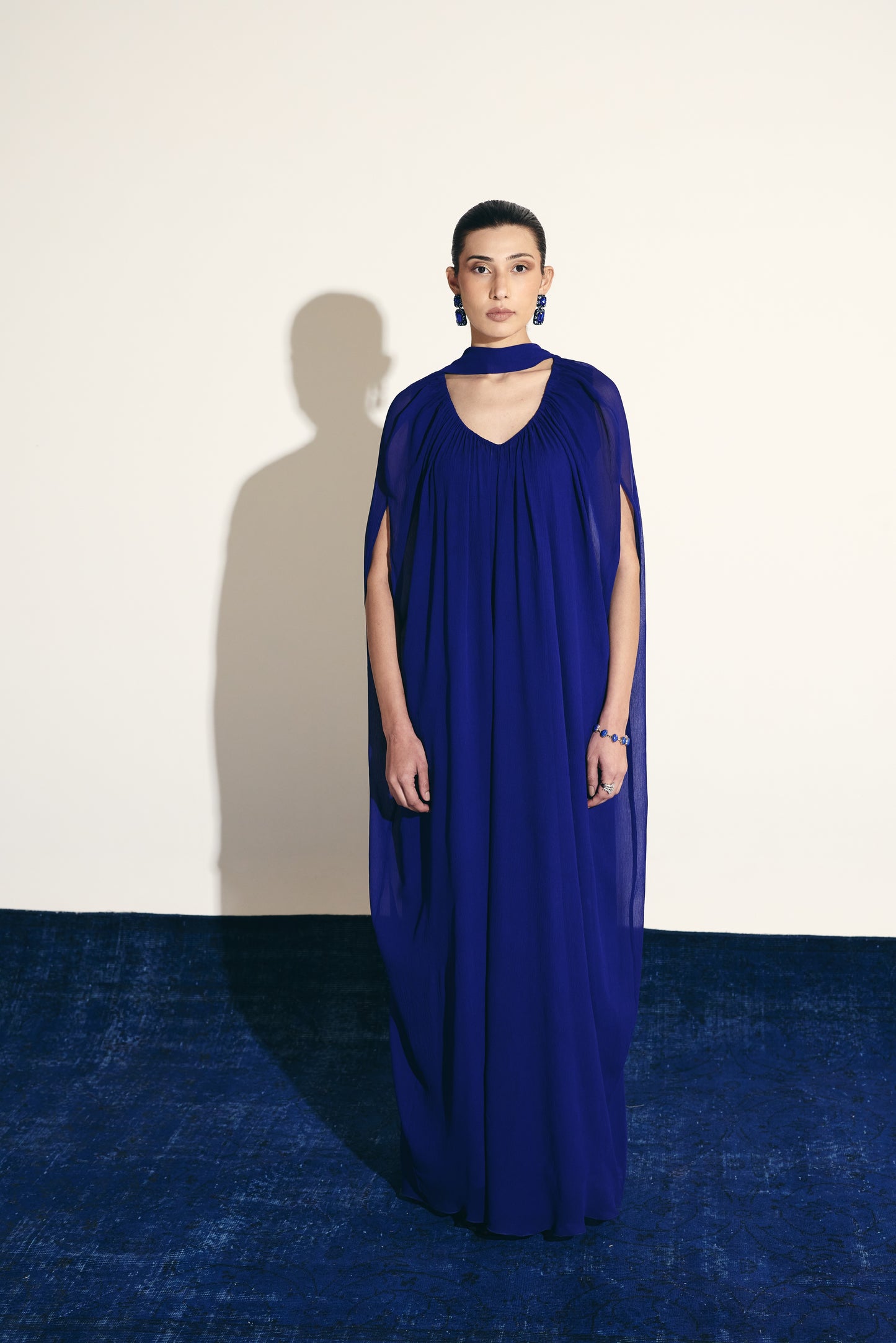 BLUE SAPPHIRE  CHIFFON GOWN