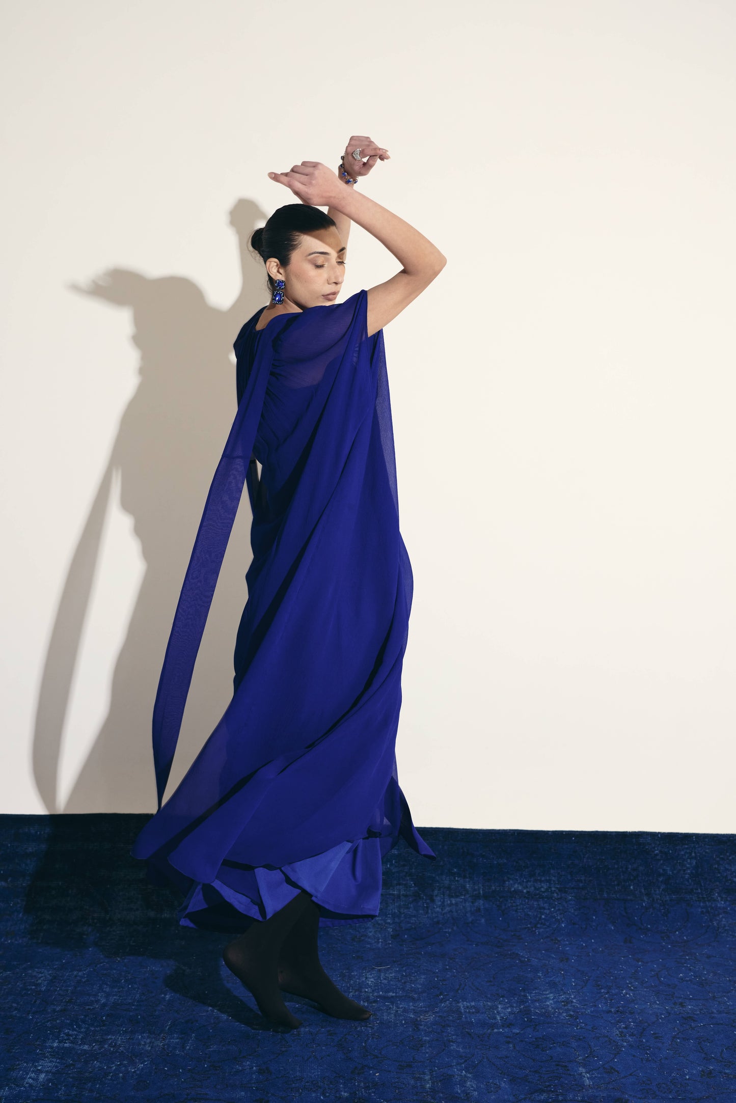 BLUE SAPPHIRE  CHIFFON GOWN