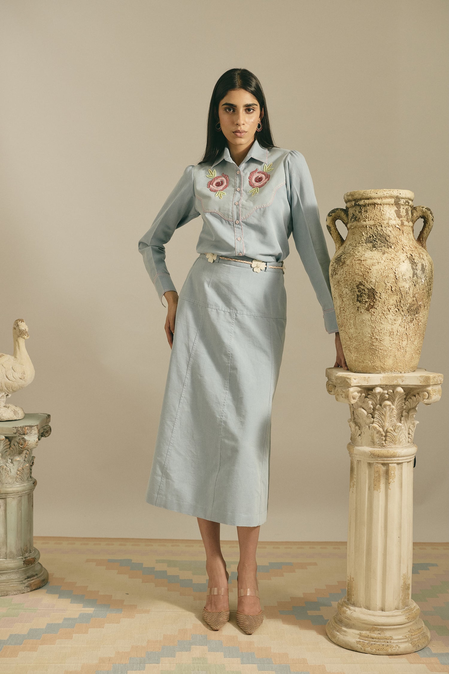 ROSE BLOOM DENIM SET