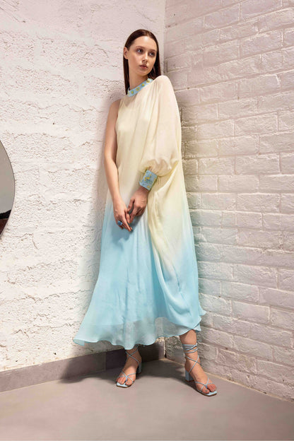 Iris Water Shaded Chiffon Kaftan Dress